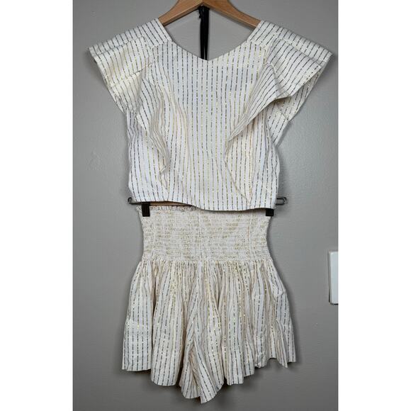 NWOT KOCH Erica Metallic Gold Stripe Mini Skirt & Cecilia Top Set XS $500 - Picture 3 of 12